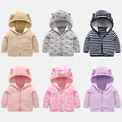 Autumn Winter Childrens Coral Fleece Coat Thick Warm Hooded Long Sleeve Baby Boys Outerwears Plus Velvet Kids Boys Jacket