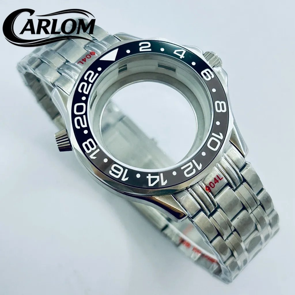 41mm NH Watch Case For NH34 NH35 NH36 NH38 NH39 NH70 NH72 Movement SEA300/600 Black Gray GMT Ceramic Bezel Silver