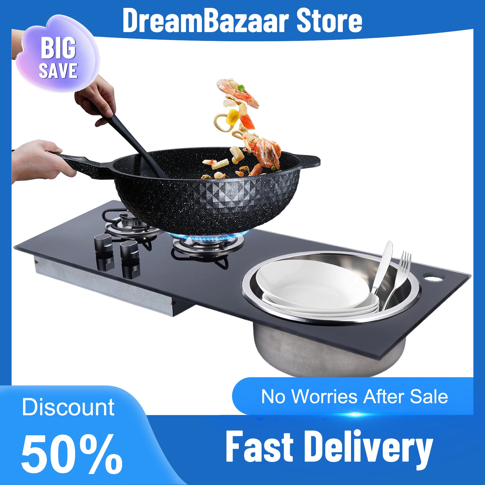 Gas Stove for RV 1.8KW Efficient Combustion Flameout Protection Precise Fire Control Stable Grate Compact Space Safe Ignition