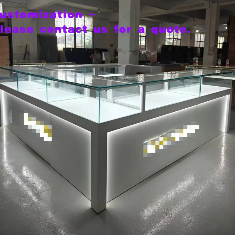custom.SUNDO Custom Luxury Glass Jewelry Store Display Cabinet With Lock Metal Stainless Steel Jewelry Counter Showcase