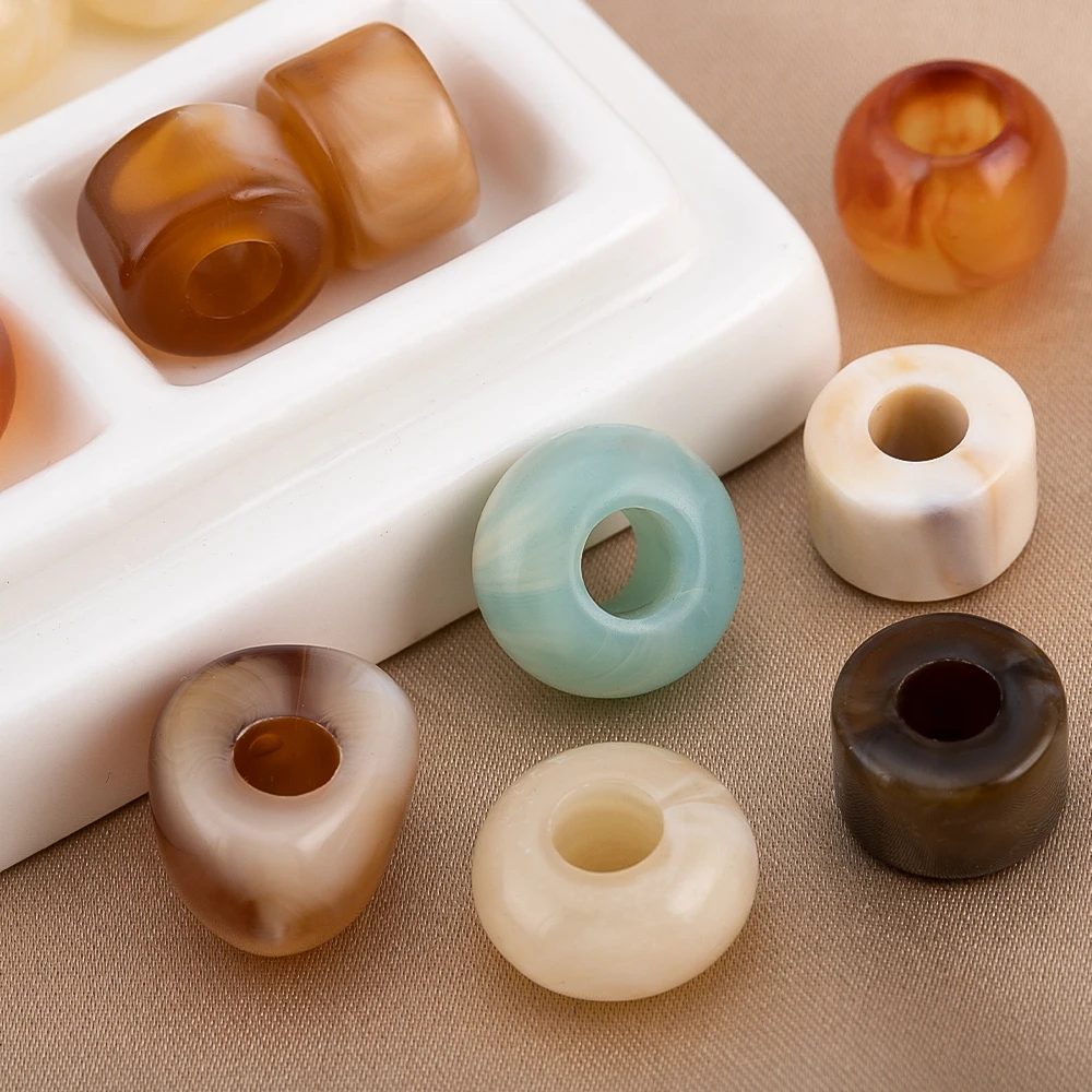 10 قطعة الخرز الاكريليك متعدد الشكل ثقب كبير الخرز المستديرة فضفاض خزر عازل لقلادة القرط DIY بها بنفسك مجوهرات اكسسوارات بالجملة #4