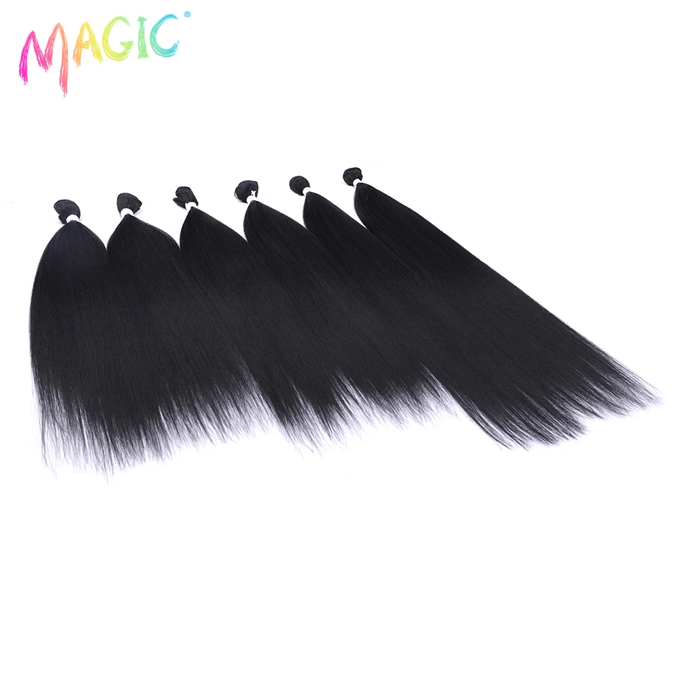 Magic Synthetic Hair Yaki Straight Ombre Blonde Fake Hair Bundles 22 24 26 Inches Super Long Hair Weave Hair Extensions Hair