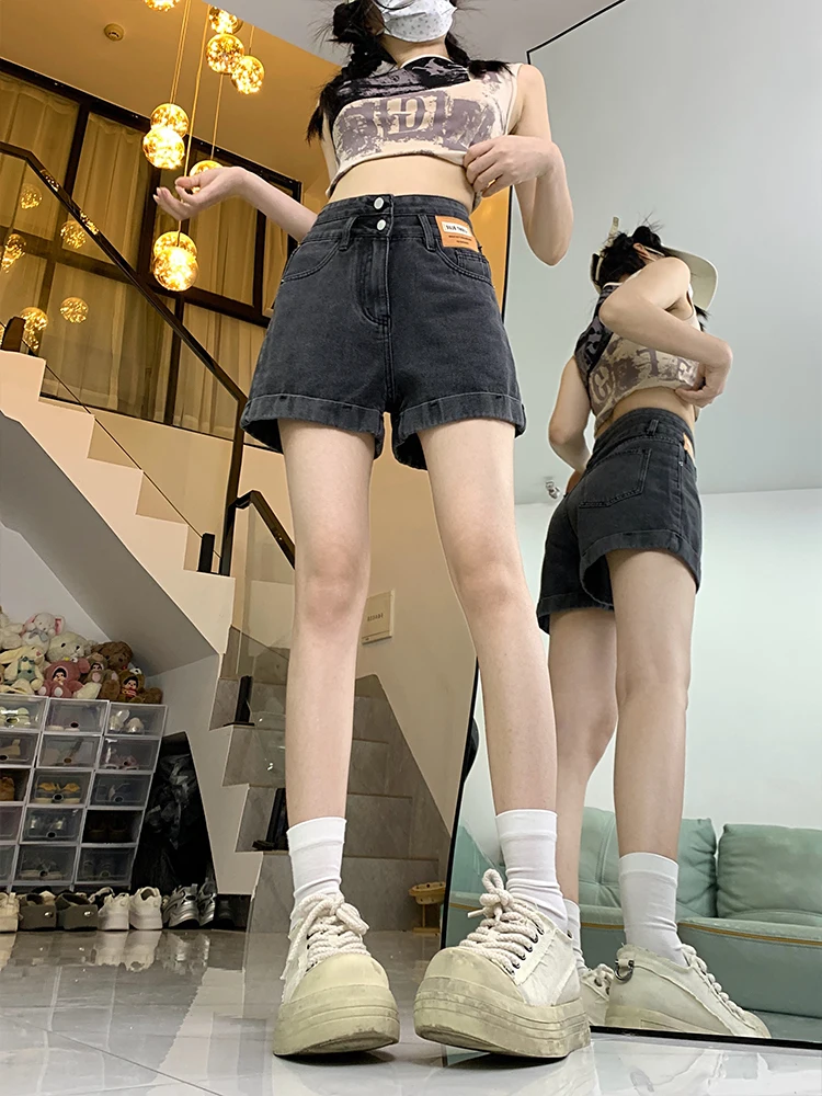 

Широкие джинсы с высокой талией, женские летние брюки из тонкой ткани Spicy Girl, против морщин, однотонные брюки orts