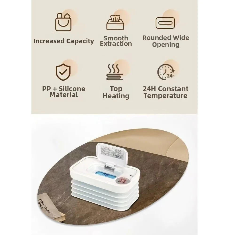 USB Plug-In Portable Wet Wipe Heater 3-Level Temperature Heating Large Capacity Mini Moisturizing Tissues Dispenser/Heater view 5