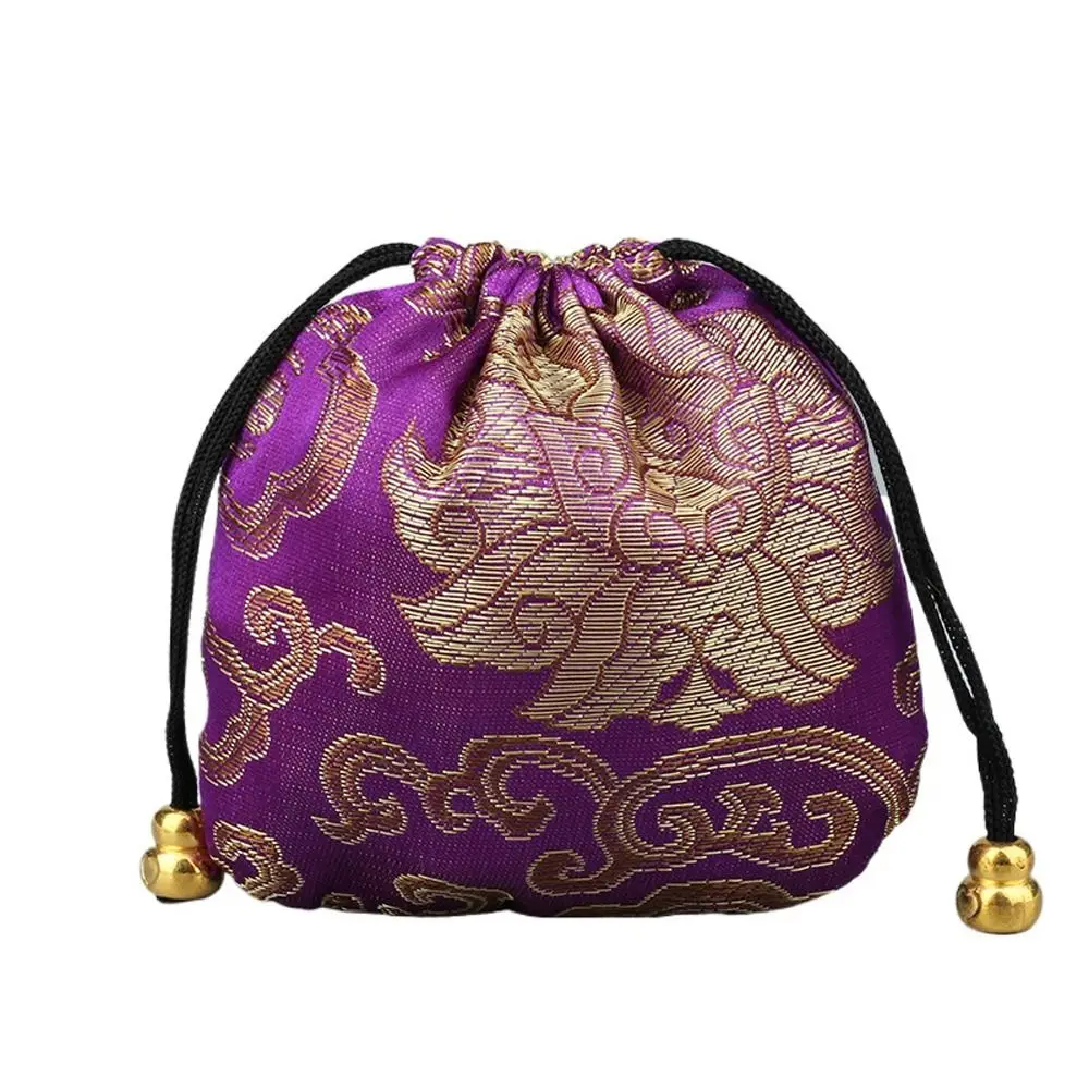 Sac de rangement de style chinois pour femmes, étui à colliers de la présidence de la broderie nuage, poudres cadeaux, trousse à bijoux