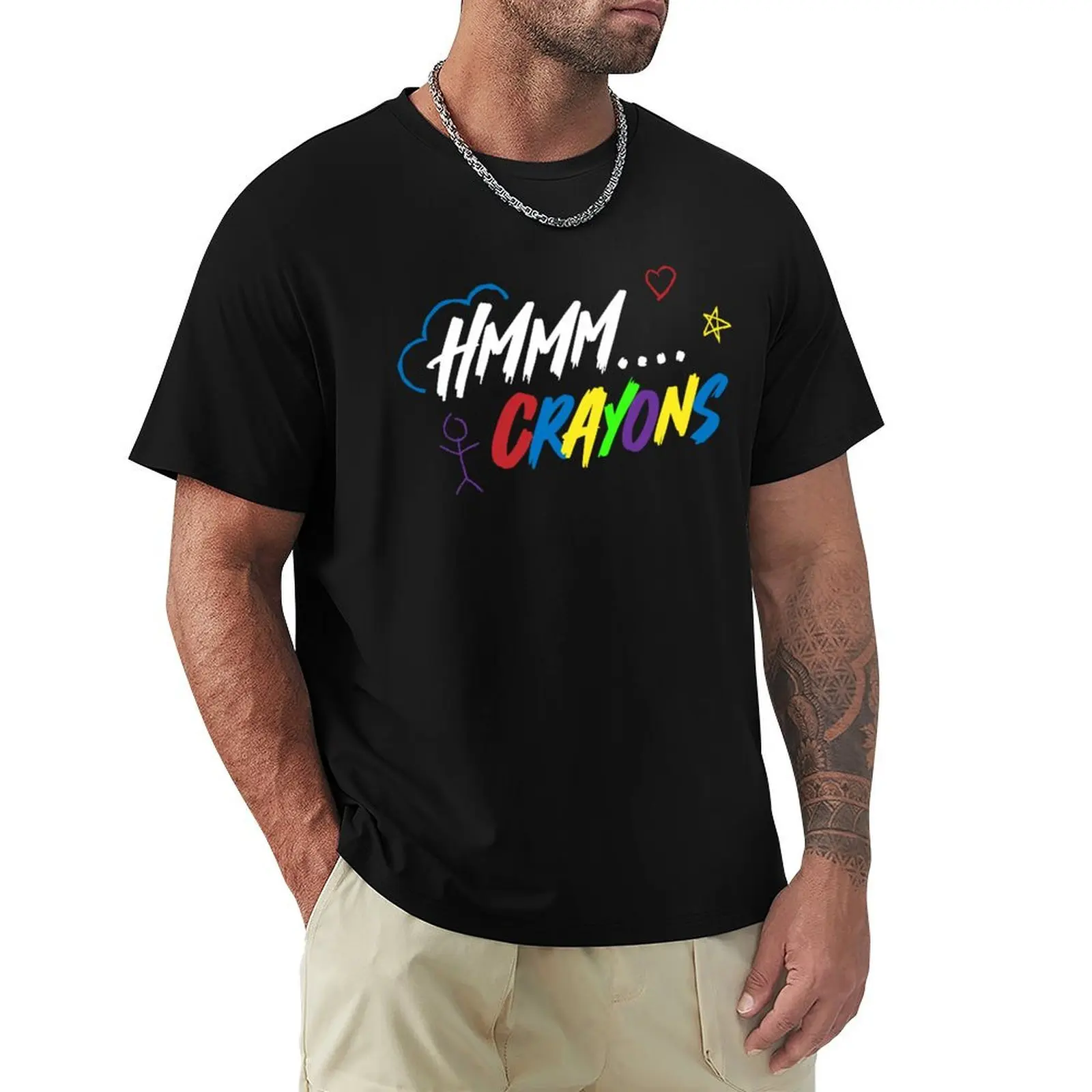 

Hmmmm crayons black T-Shirt essential t shirt plus size clothes Man t-shirt shirts graphic tee men