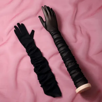 Fingered Long Bridal Gloves, elegante e transparente, comprimento do cotovelo, adequado para acessórios do casamento das mulheres