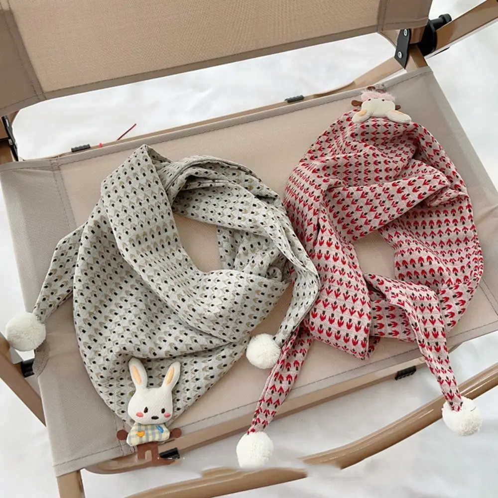 Versatile Thin Cute Kids Scarf Cotton Print Cartoon Triangle Scarves Windproof Cute Rabbit Baby Bibs Autumn