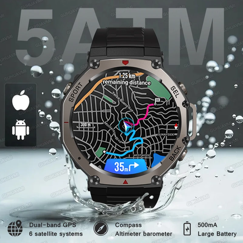 

T-Rex 3 Ultra GPS Outdoor Sports Smartwatch 5ATM Waterproof 1.73" AMOLED Screen Men Bracelet Compass Bluetooth call Smart Watch