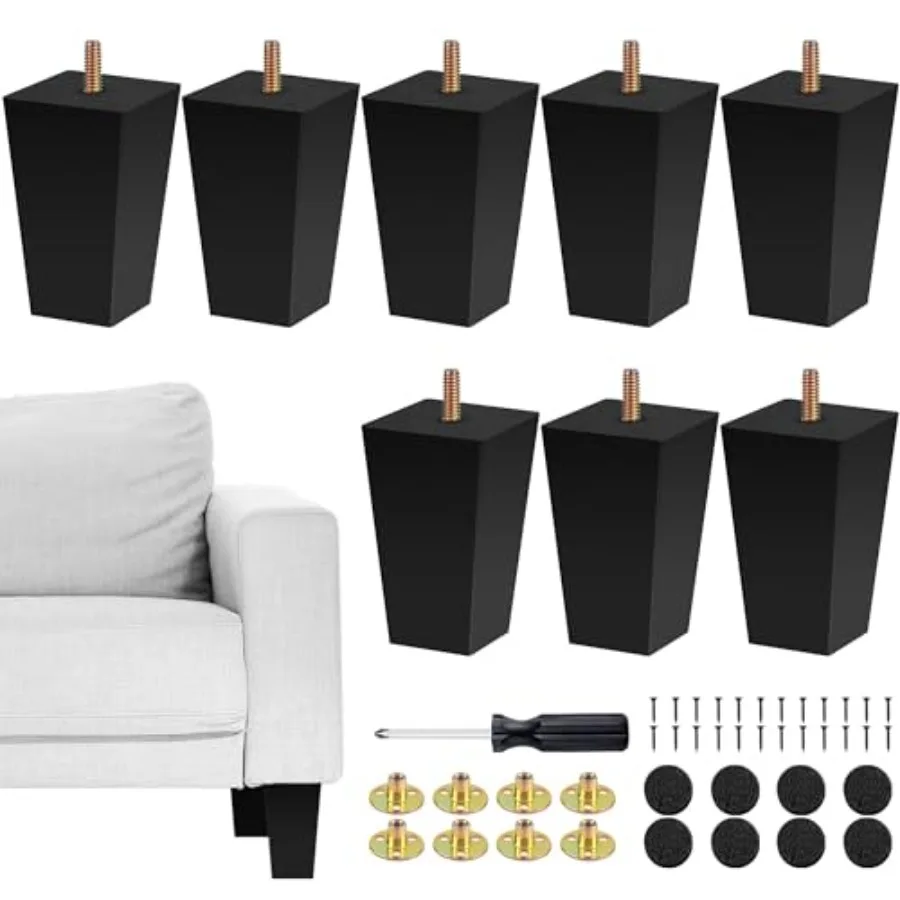 

Set of Furniture Legs Square Solid Wood Couch Legs Replacement Sofa Leg Mid Century Furniture Feet for Armchair Bed Dresser Cab