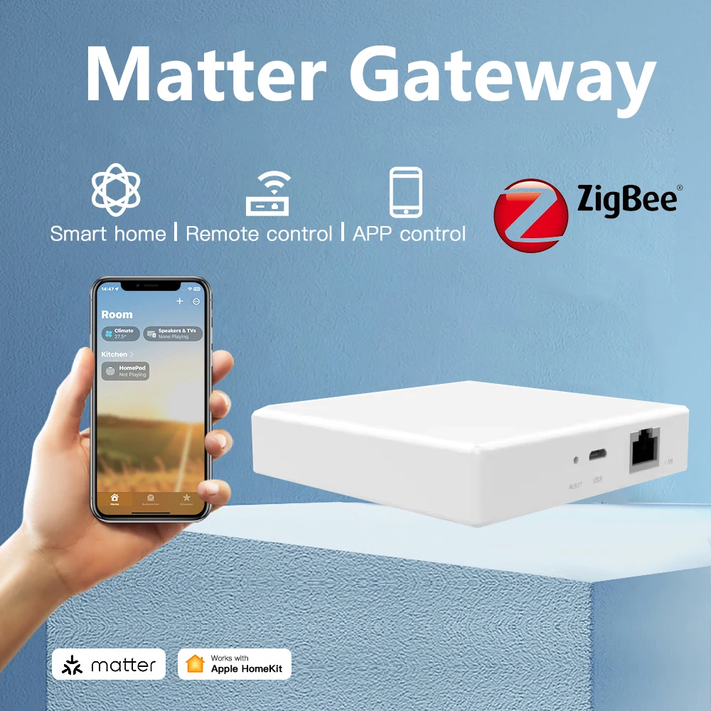 Matter Thread Hub Zigbee Smart Home Bridge Matter Gateway support voice control via Siri Tuya Homekit Smartthings Google Alexa