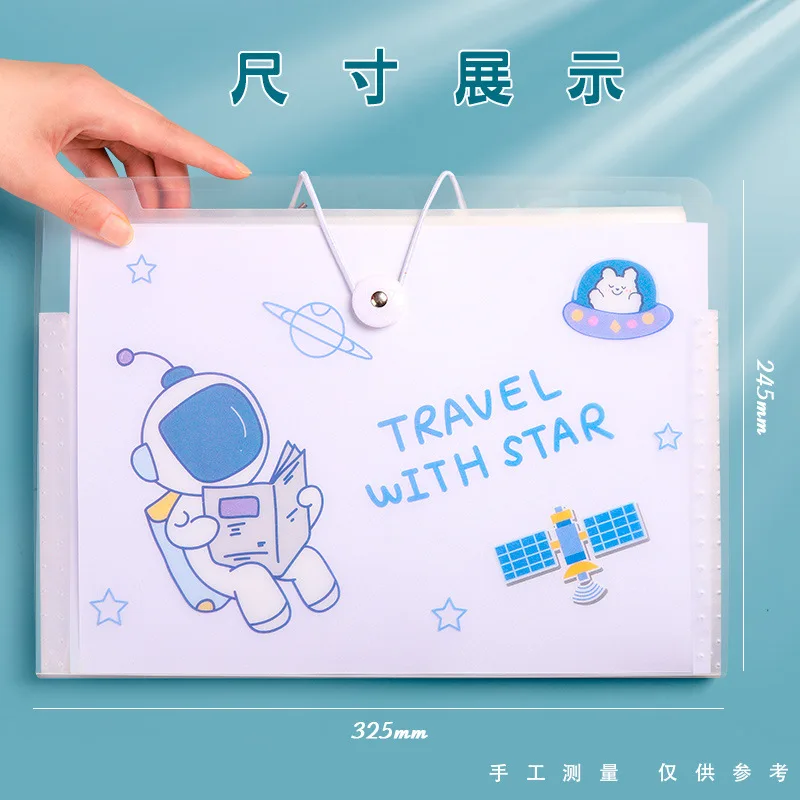 Organ Bag Paper Test Paper Bag Storage Book Finishing Cute A4 Folder Transparent Data Folder Multi-layer Paper Girl