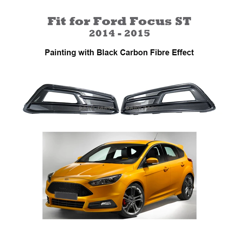 

Black Carbon Fibre Painting Fog Light Covers Fit for Ford Focus ST MK3.5 2014 - 2018