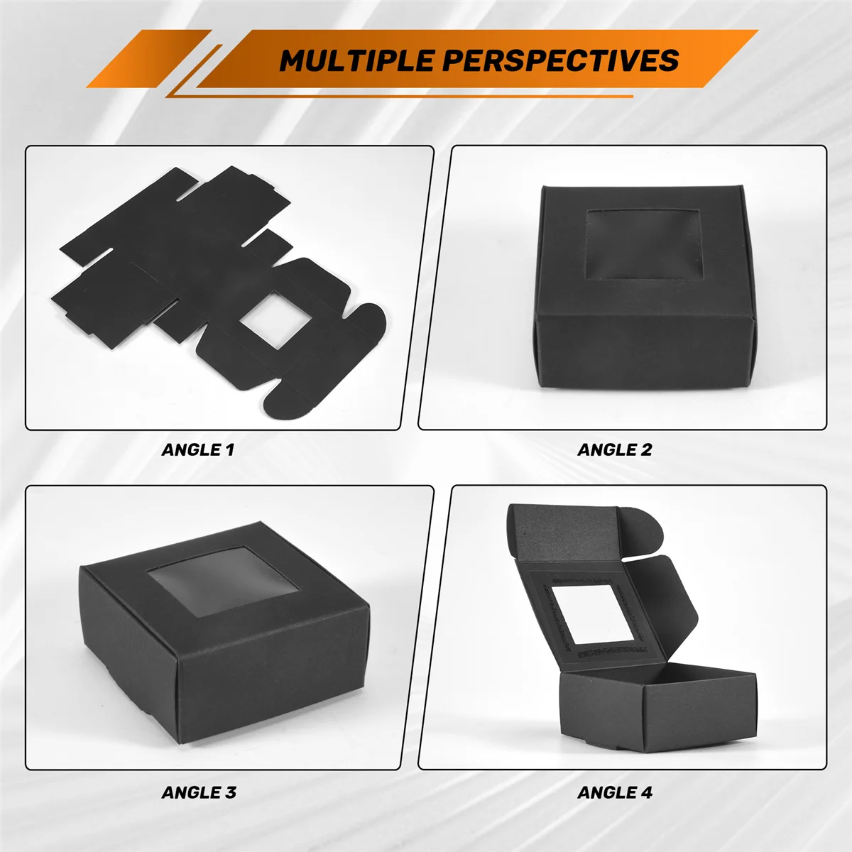 (ABLP) 50 Stück Mini-Kraftpapierboxen mit Fenster, Geschenkverpackungsboxen, Leckereienboxen für selbstgemachte Seife, Gebäck, Süßigkeiten (Schwarz)