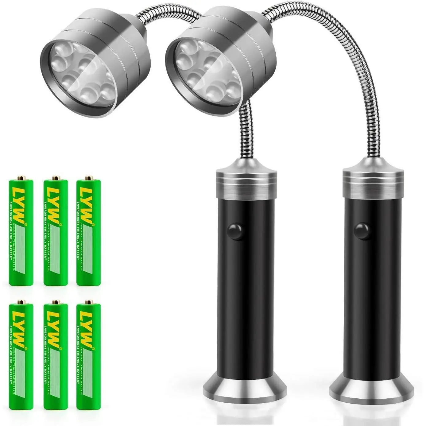 LED Strong Light Flashlight Outdoor Camping Barbecue Light 9LED Flexiable Hose Gooseneck Work Light Magnetic Suction 2pcs Set