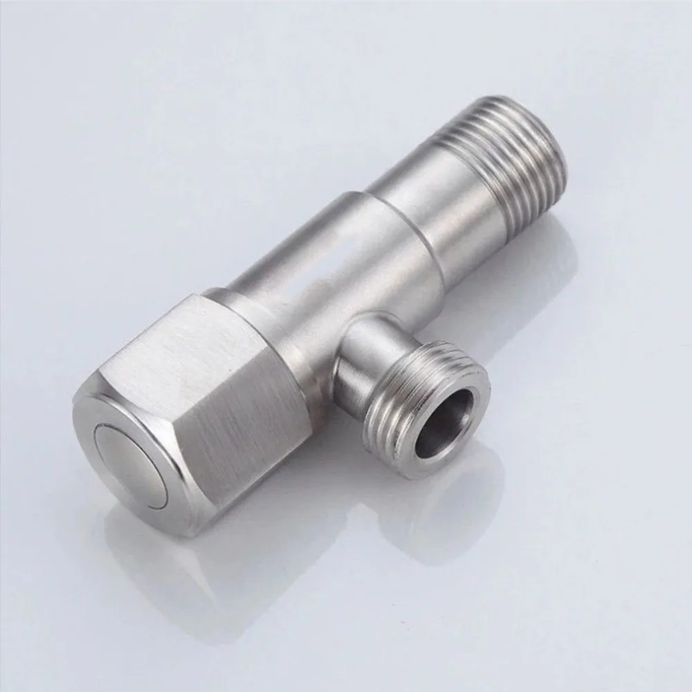 Stainless Steel Hot Cold Angle Valve Rust Proof Hexagonal Wheel Toilet Water Stop Valve Quarter Turn Triangular Valve Kitchen