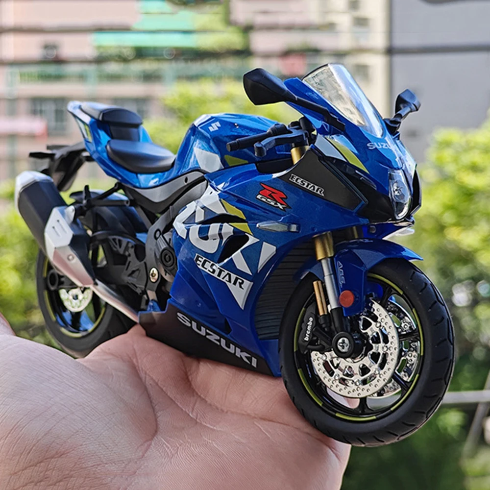 1:12 Suzuki GSX1000R R1250GS Alloy Diecast Toys Motorcycle Models Car with Light Shock Absorption Miniature Motorbike Boys Gifts