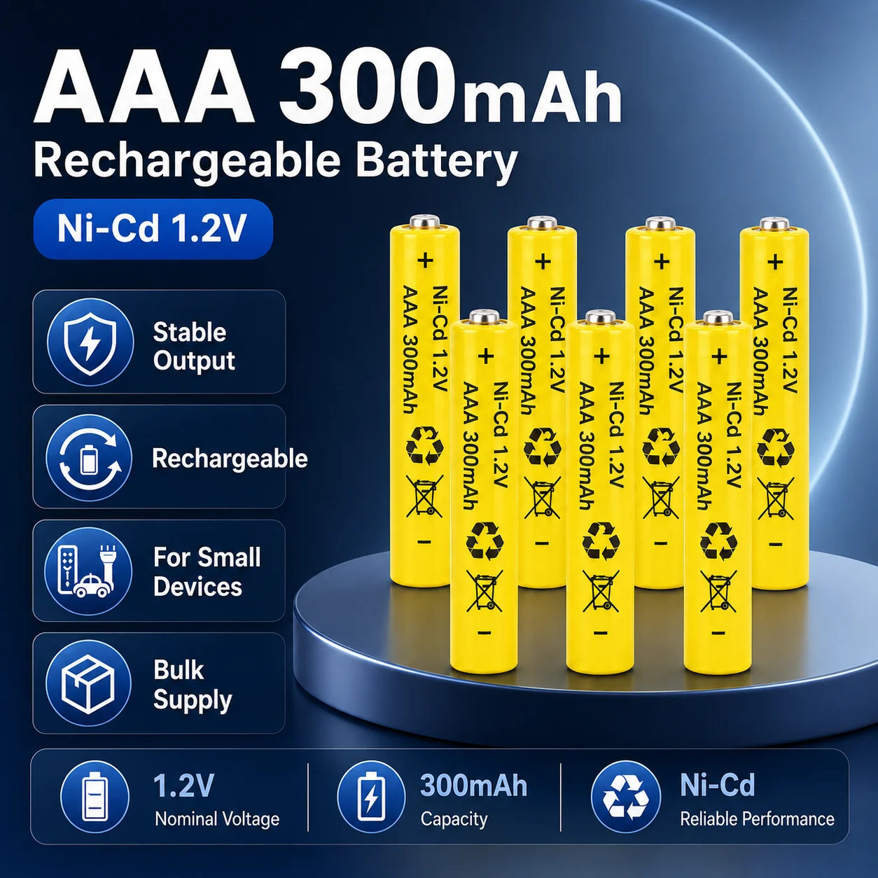 

High Capacity 1.2V AAA Rechargeable Dry Battery Replacement Power Supply for Daily Electric Gadgets