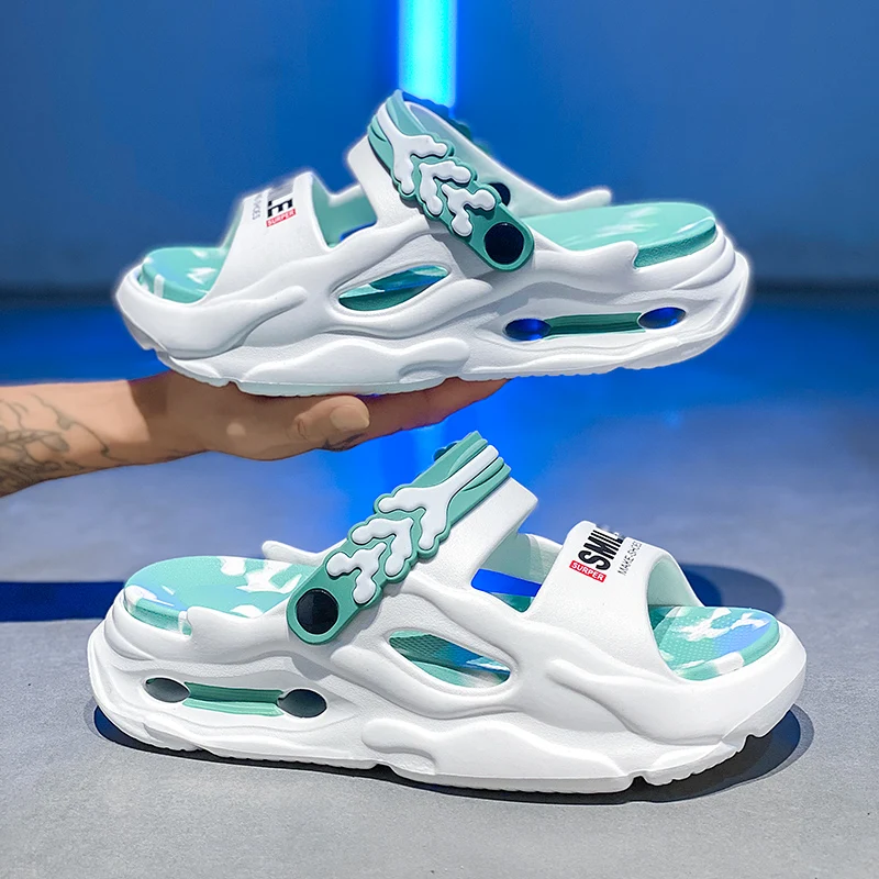 

Мужские летние уличные шлепанцы-сандалии с толстой подошвой, нескользящие, износостойкие, для вождения, спорта, больших размеров, повседневные, пляжные