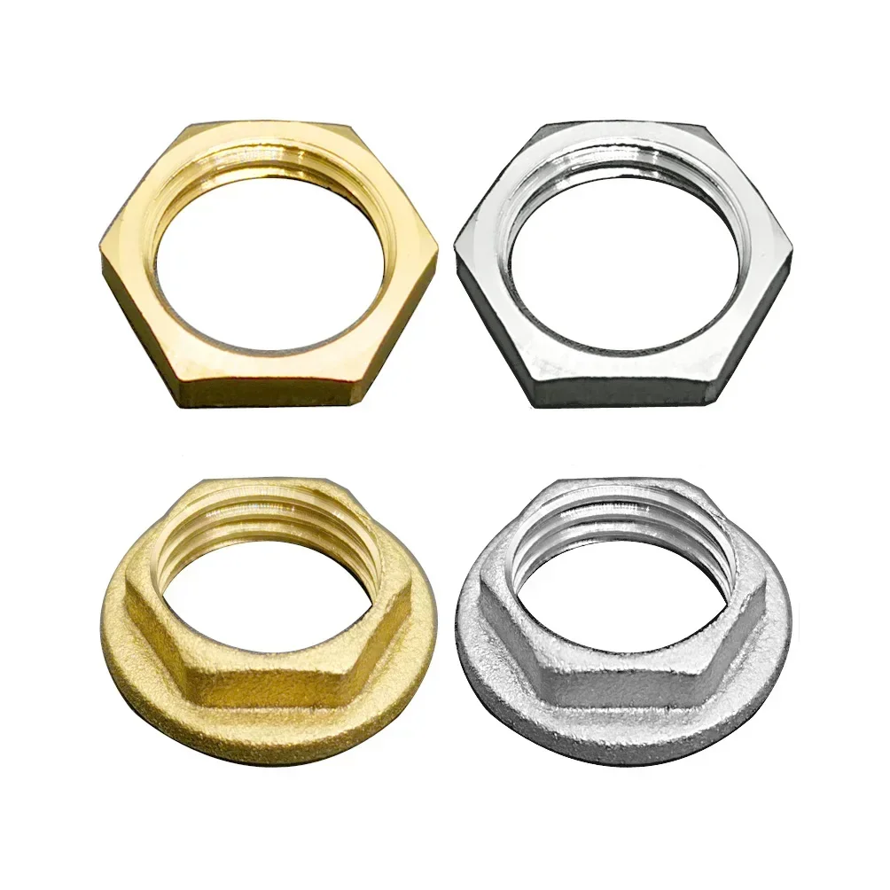 

1/8" 1/4" 3/8" 1/2" 3/4" 1" BSP Female M10/12/14/16/18 Brass Hex Lock Nut With/No Flange Nickel Plated