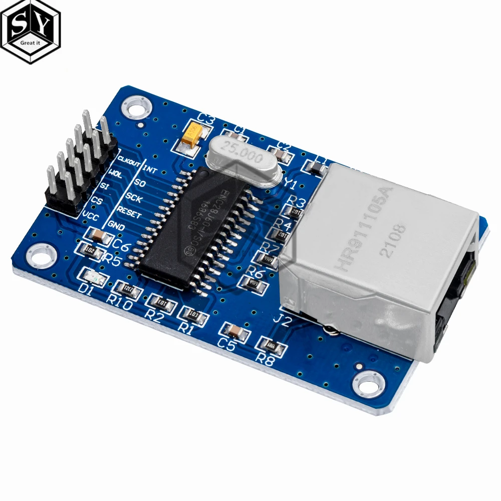 1 buah ENC28J60 Modul Jaringan LAN Ethernet Port SPI untuk Arduino 51LPC AVR ARM PIC