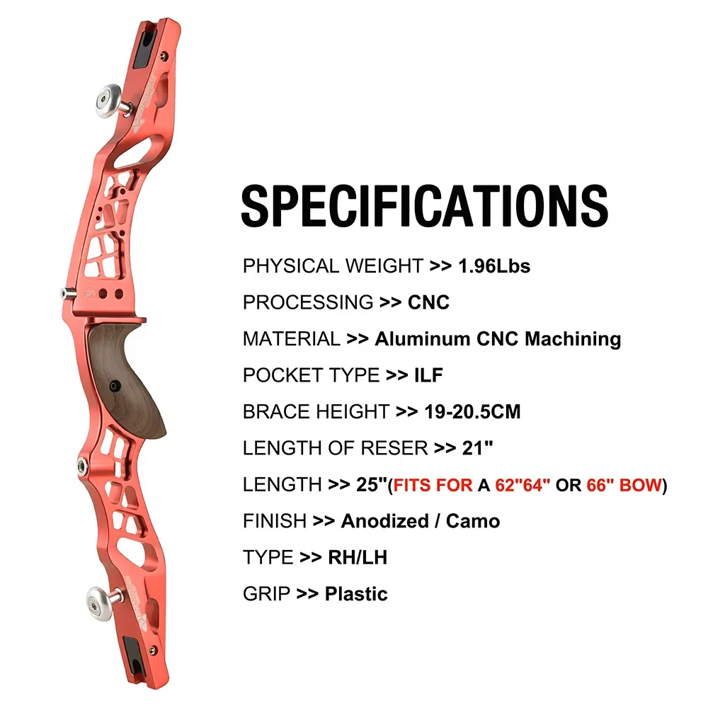 

Topoint UNISON 21 дюйм/23/25 дюймов изогнутый лук ILF ручка лука из алюминиевого сплава RH/LH стрельба из лука охотничий конкурс профессиональный лук