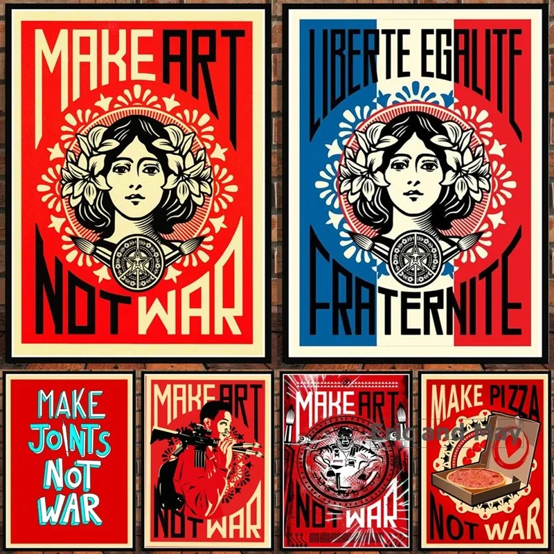 Make Art Not War Pop Bar Art Painting Retro Vintage Poster And Prints Wall Art Canvas Wall Pictures For Living Room Home Decor