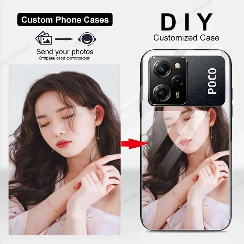 Custom DIY Picture Personalized Glass Case for POCO X5 Pro X4 GT M4 Pro X4 NFC X3 GT 5G Customized Matte Soft Shockproof Cover