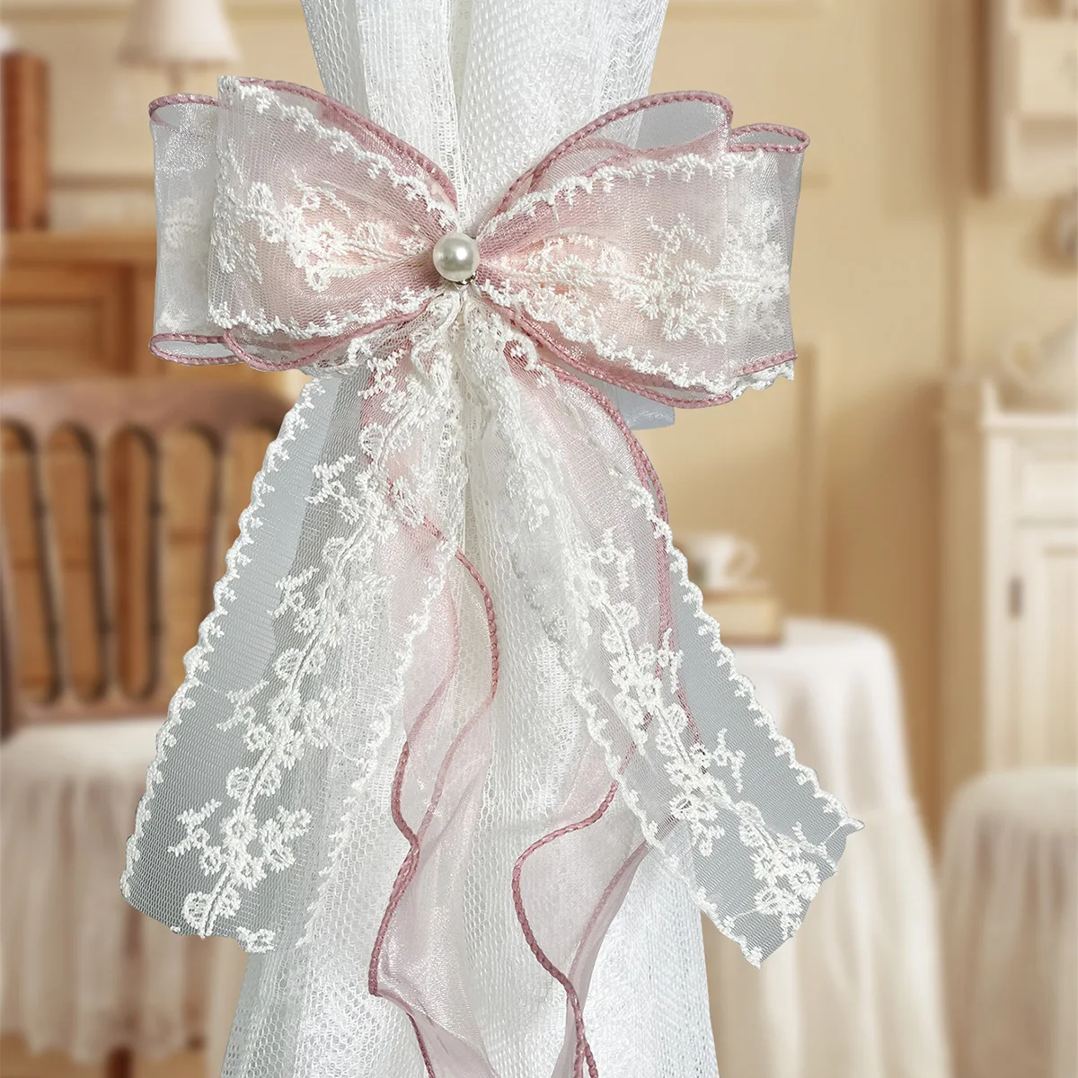 CX Double Lace Bow Curtain Strap Bedroom Living Room Window Screen Strap