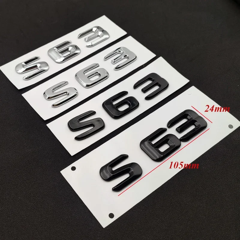ثلاثية الأبعاد ABS كروم S 63 شعار S63 شعار رسائل ملصق سيارة جذع شارة مائي لمرسيدس S الفئة S63 C217 بنز AMG اكسسوارات