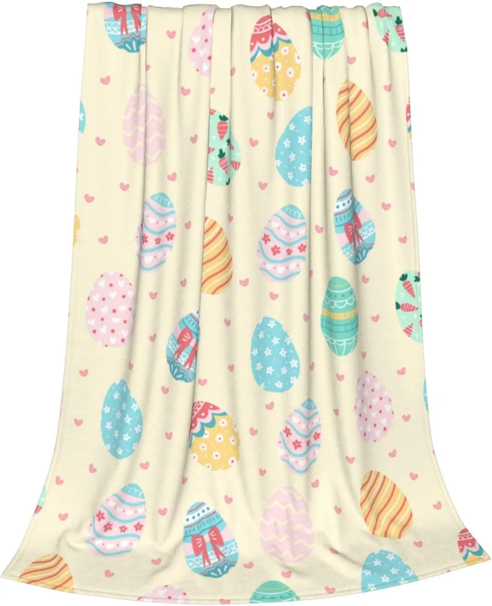 Happy Easter Day Eggs Throw Blanket, Cute Soft Ligtweight Flannel Blanket for Baby Kids Girls Gift Home Decor