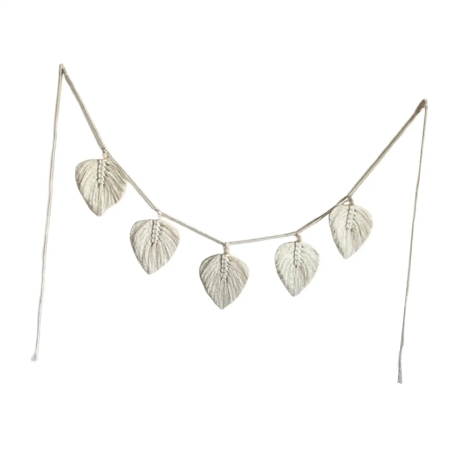 

Woven Leaf Garland Banner Macrame Wall Hanging Leaves Tapestry Crafts Modern Handmade Wall Art for Nursey Room Birthday Party
