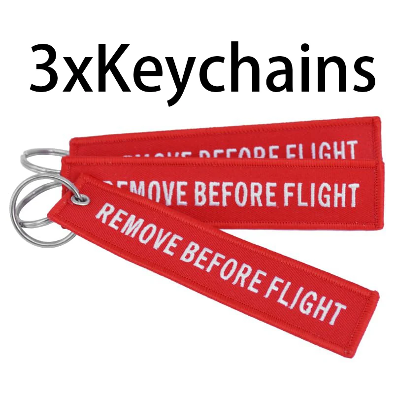 

3 Pcs Aviation Embroidered Backpack Keychains Mobile Phone Remove Before Flight Keychain