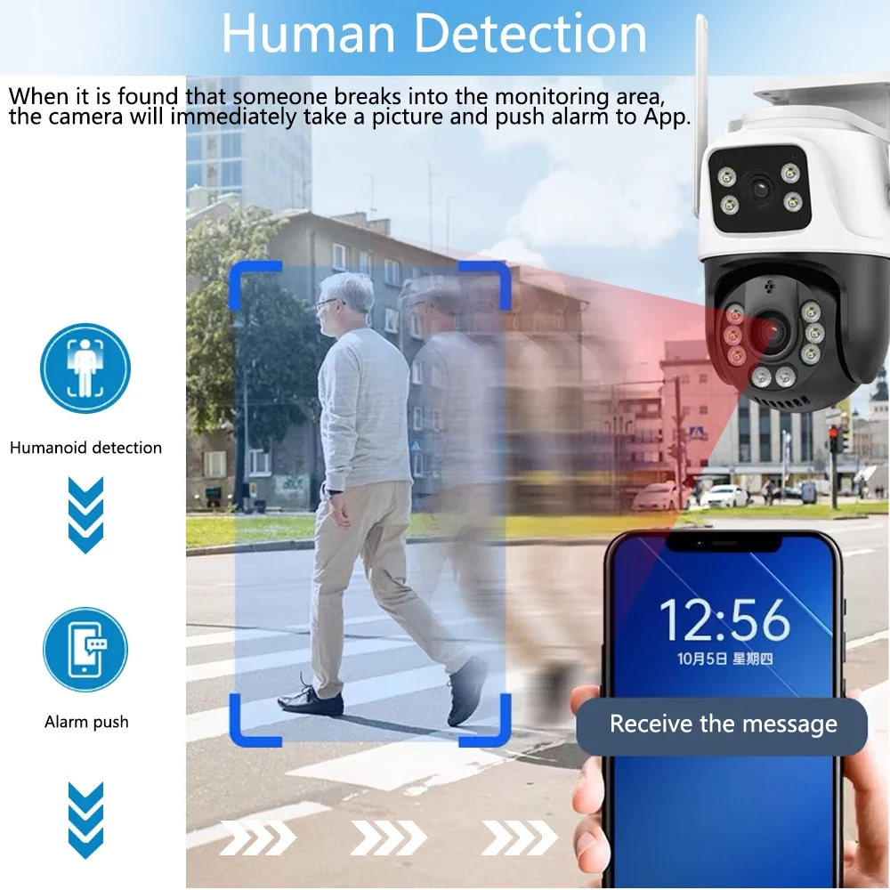 10CH 8MP 4K NVR Security Wifi PTZ Camera CCTV System Home Video Surveillance Kit Auto Track 2-Audio Record Outdoor Ip Camera Set