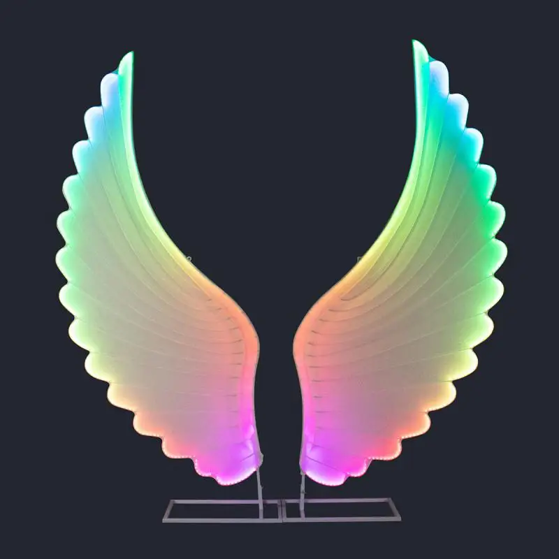 

2pcs Glowing Angel Wings Wedding Decorative Cosplay Props Pathway Guide Mall Wedding Hall Background Venue Setup Guide Props
