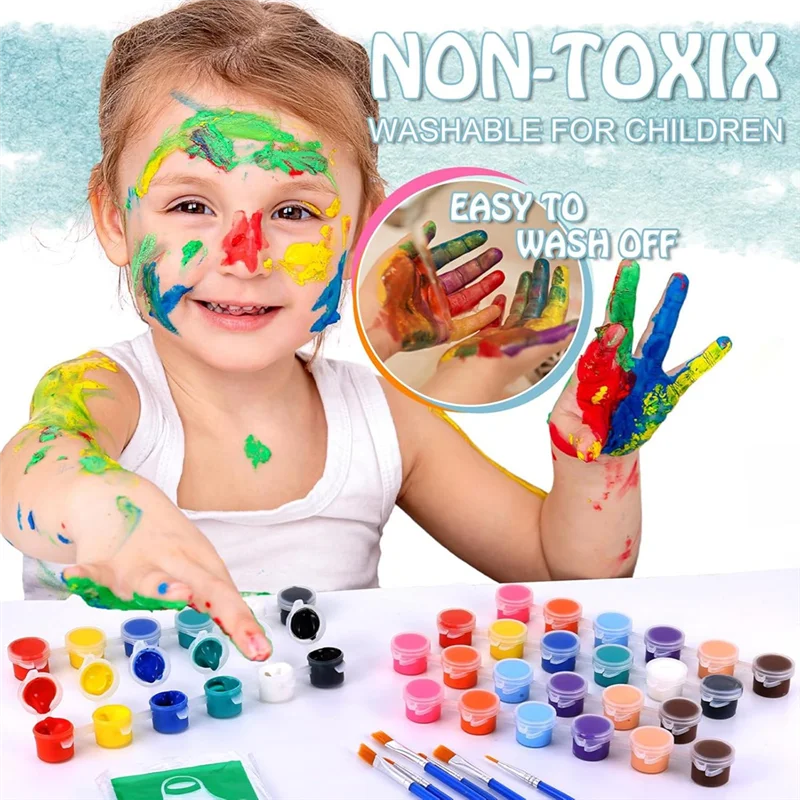 AP-20 Pack Acrylic Paint Jars 12 Colors Gouache Watercolor Craft Paint Container Strip Storage Home Classroom Partyfavors