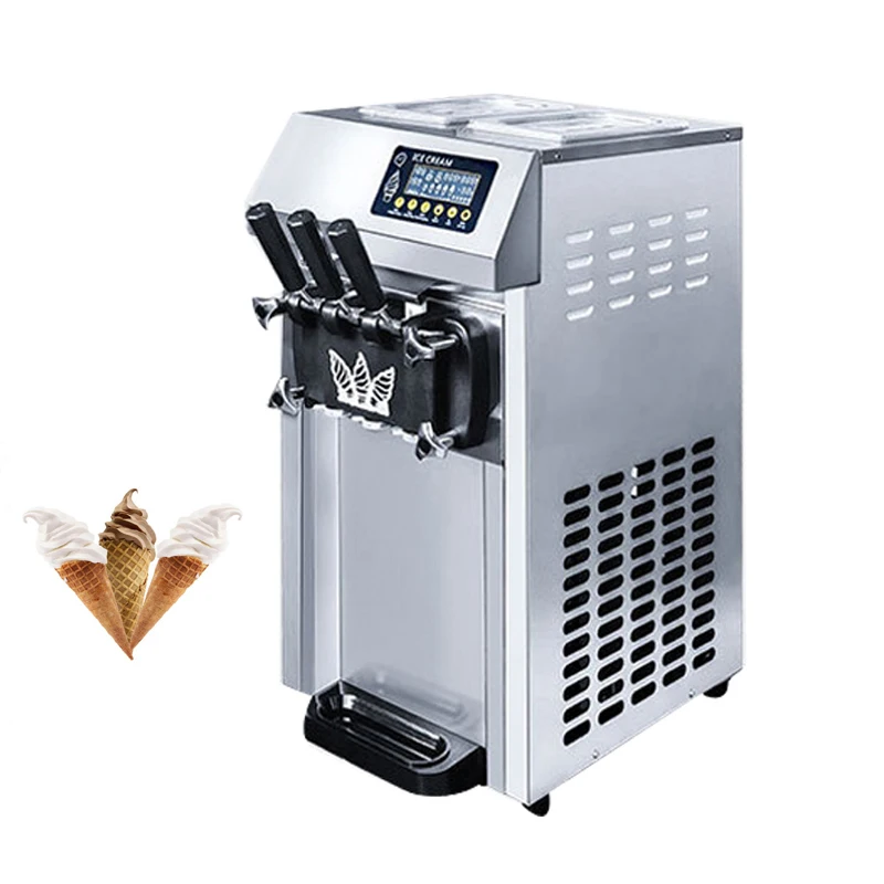 

Soft Serve Ice Cream Machine Desktop Ice Cream Maker Stainless Steel Sweet Cones Freezing Equipment Vending Machine 110V 220V