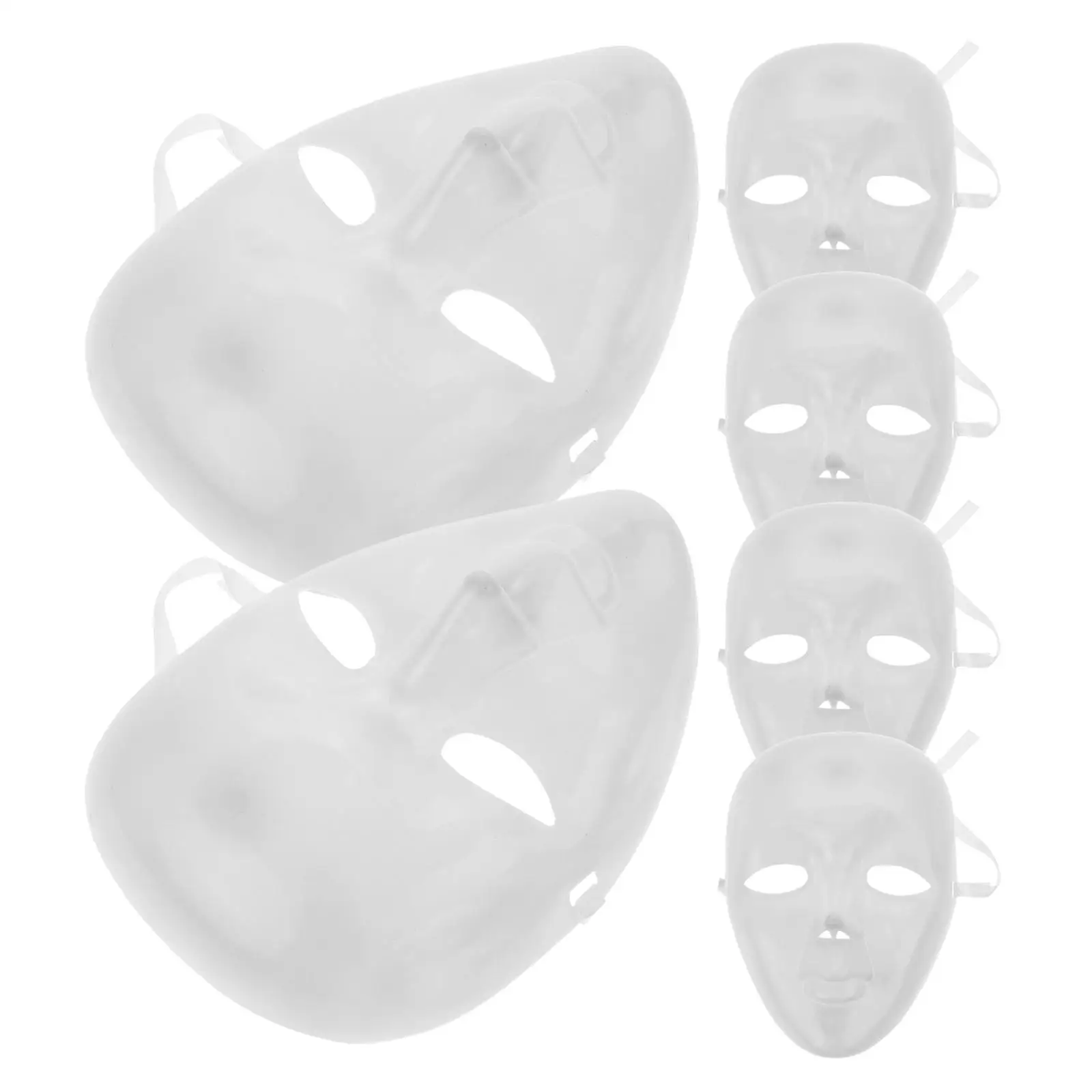 

6 Pcs Blank Mask White Face DIY Paintable Full Facial Masquerade Party Props Costumes Versatile Cosplay Accessories