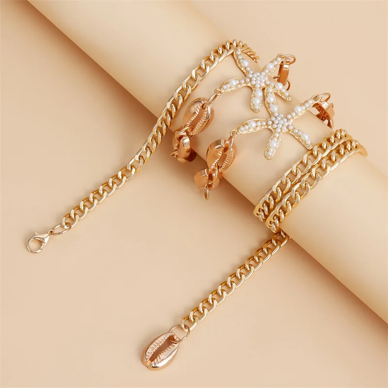 Fashion Shell Starfish Metal Belts Women Vintage Waist Chain Pendant Waist Belts Dress Jeans Belts 1 Pc