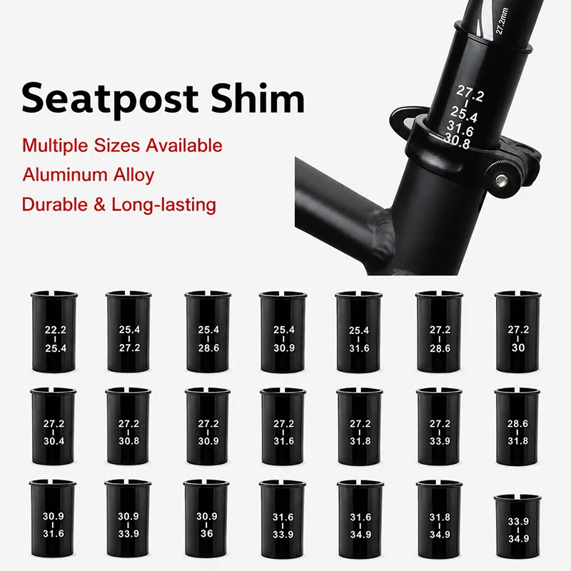 Aluminum Bicycle Seatpost Shim Adapter 22.2-34.9mm Bike Seat Tube Reducer Sleeve MTB Road Bike