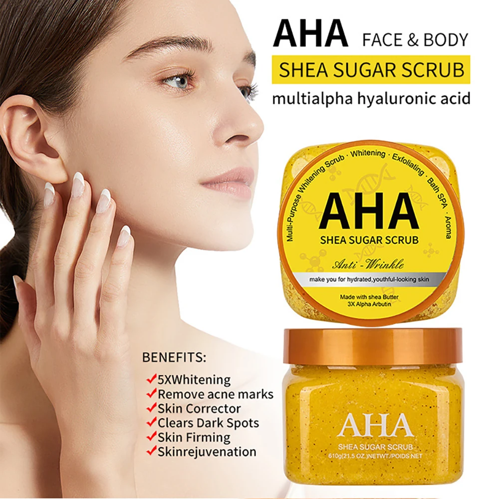 AHA Coffee Rose Watermelon Sea Salt Body Scrub Smooth Soften Cuticles Cleansing Skin Whitening Exfoliating Body Care Shower Gel