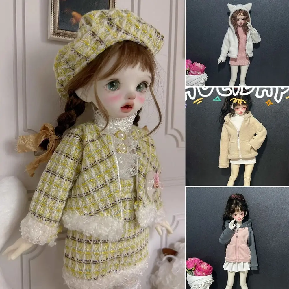 

Fashion Doll Plush Hoodies Skirt Set Casual Wears Handmake Sweaters Tops Clothes DIY Accessories for 1/4 1/6 BJD 30/45cm Dolls