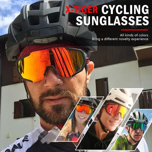 Imagen 2 del producto X-TIGER-gafas polarizadas para ciclismo de montaña, lentes de sol para bicicleta de carretera, MTB,CE Certificación 3/5 Lentes Intercambiables para Ciclismo Bicicleta Deportes Protección UV 400 Gafas de Bicicleta Para