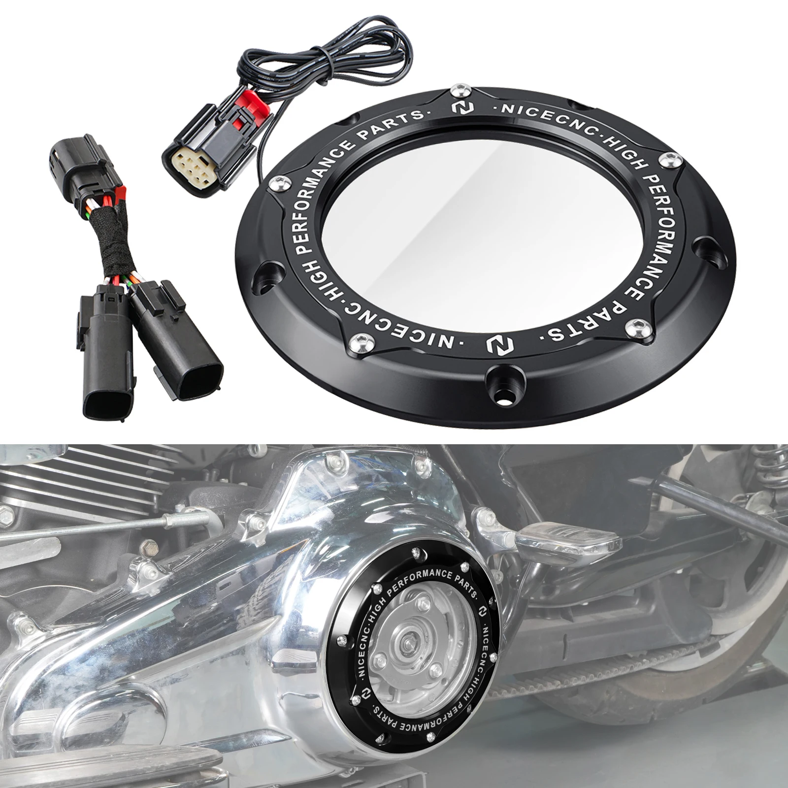 LED Motorcycle Clutch Cover for Harley Road King FLHR/XS Street Glide FLHX/S/SE Road Glide FLTRX/S/SE/ST Tri Glide Ultra Limited