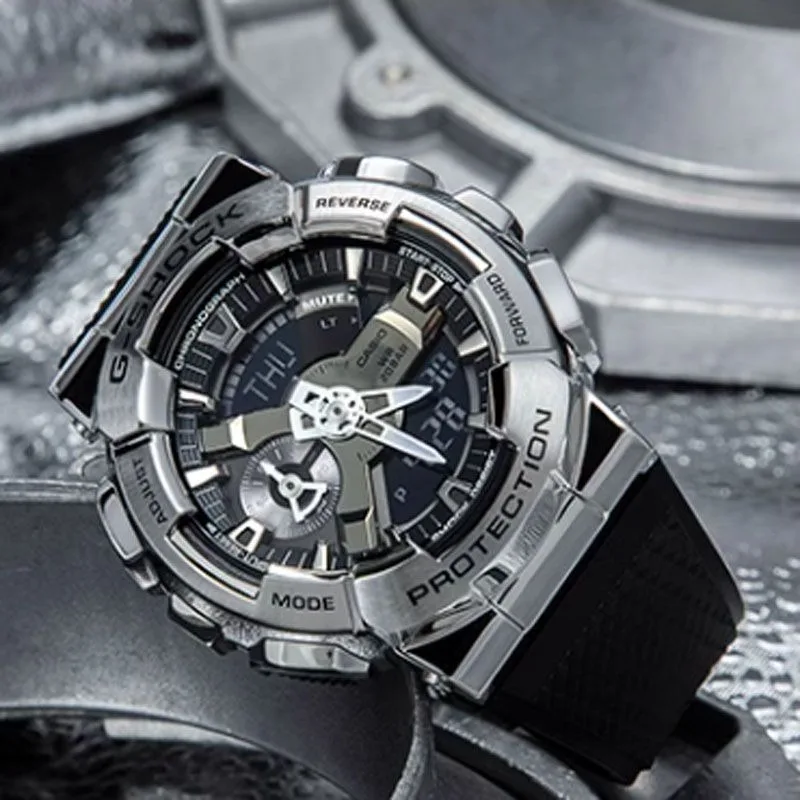 Casio GM-110 Watches for Men G SHOCK Quartz Clock Small Steel Gun Casual Multi-functional Outdoor Sport Shock-proof Dual Display