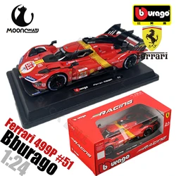 In-Stock 1:24 Bburago Ferrari 499P LMH #51 Ferrari Model 2023 24h Le Mans Champion Ferrari Car Model Baking Paint Birthday Gifts