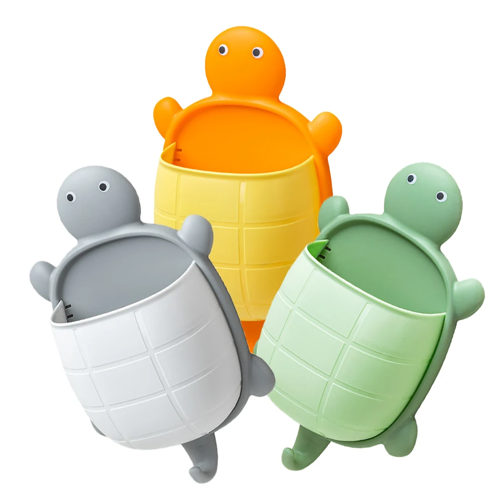 

3 Pcs Cartoon Turtle Hook Storage Box Hanging Shelves for Wall Remote Control Pp Mounted