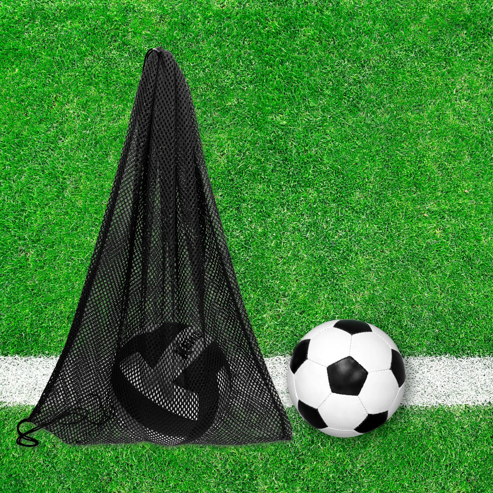 

Mesh Basketball Football Volleyball Container Breathable Storage Sports Travel Net Bag Drawstring Adjustable Straps Lightweight