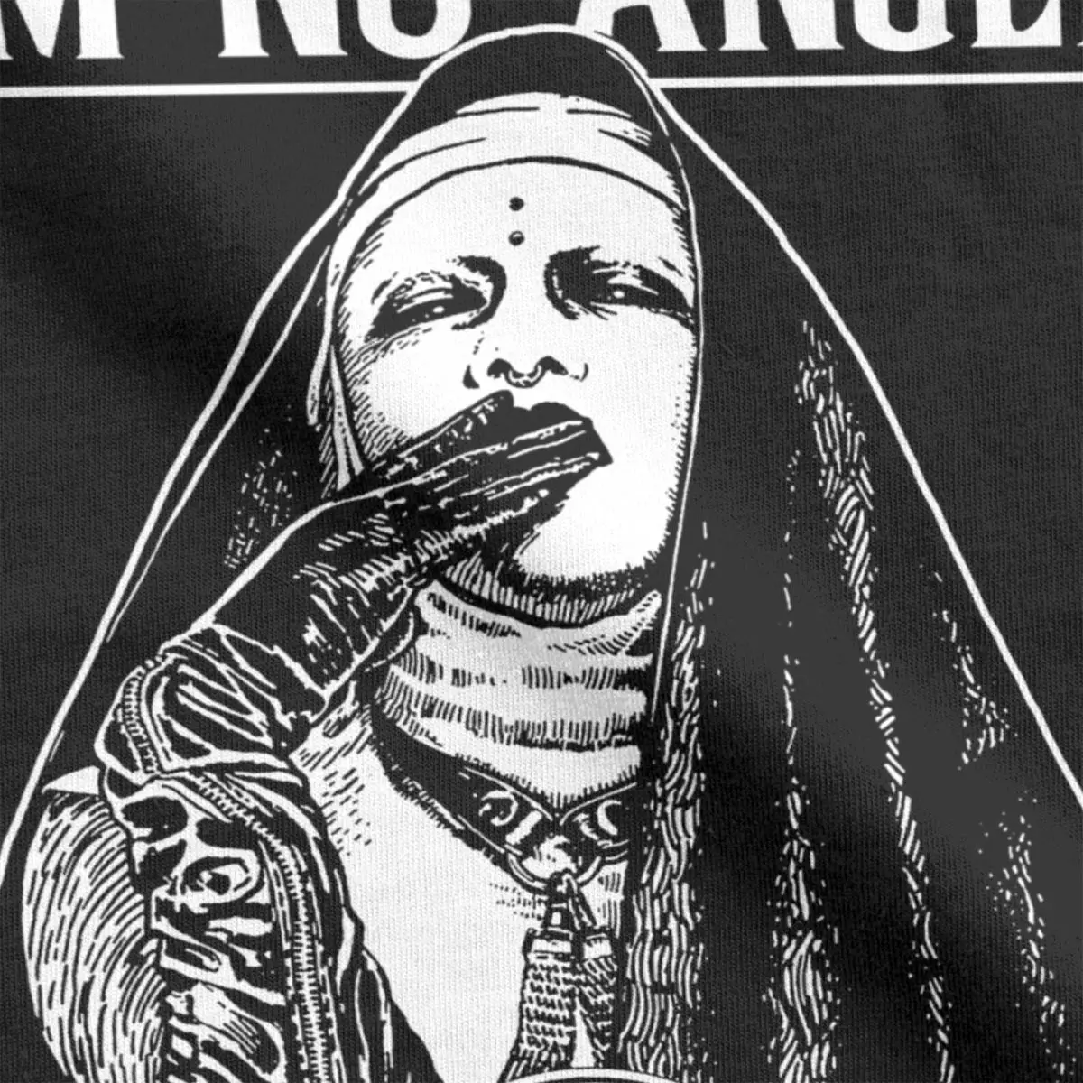 T-Shirt à Manches Courtes et Col Rond pour Homme et Femme, Vêtement Vintage en Coton, Imprimé I'm No Angel Nun