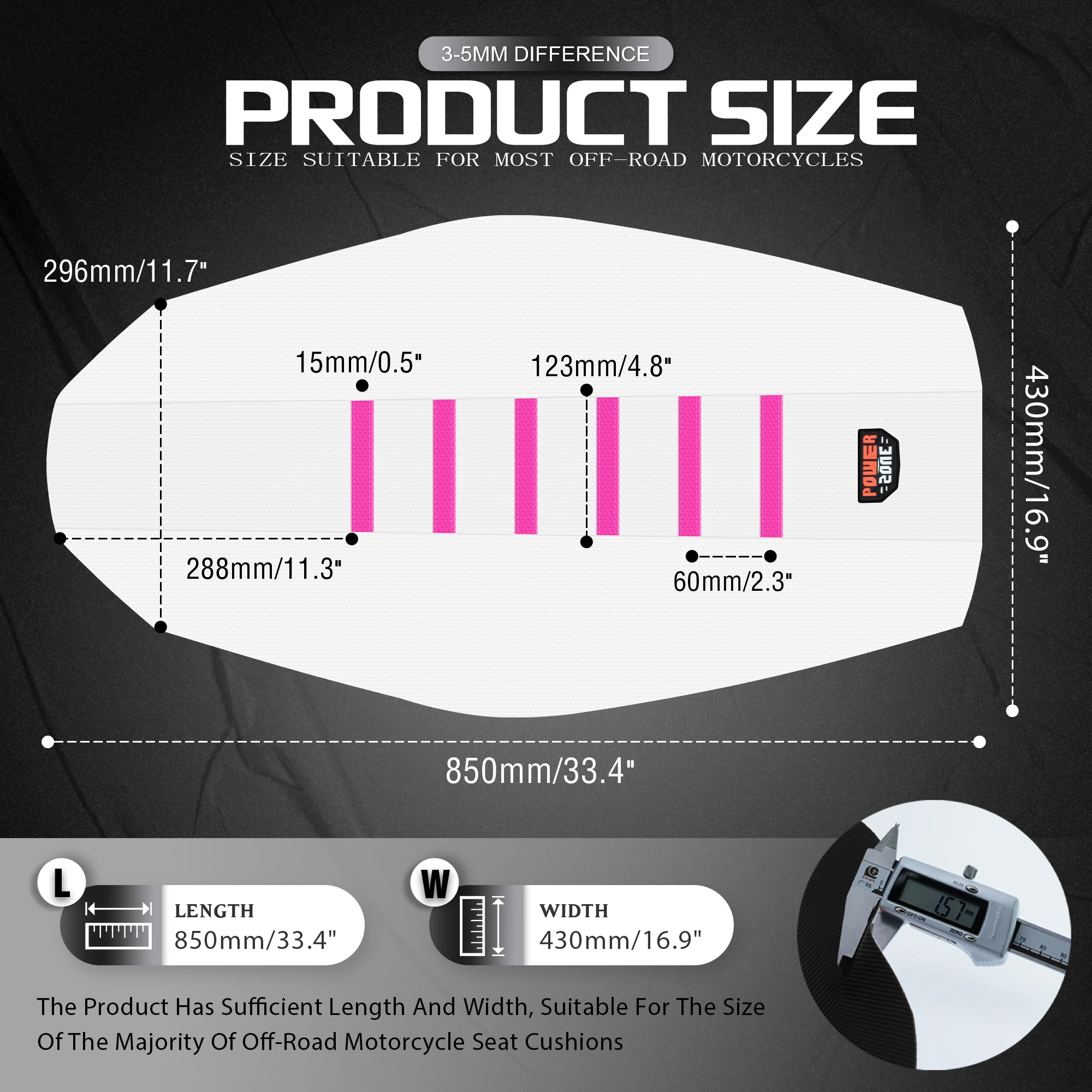 Powerzone White Pink Seat For SXF EXC KXF CRF YZF WR TC TE EC Universal Ribbed Seat Cover Soft Motorcycle Dirt Bike Seat Cushion view 5